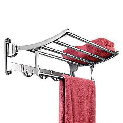 Gold Stainless Steel Folding Towel Rack for Bathroom Towel Stand Chrome Finish