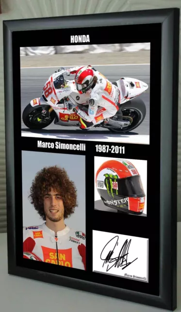 Marco Simoncelli  A4 Signed Framed Canvas Tribute