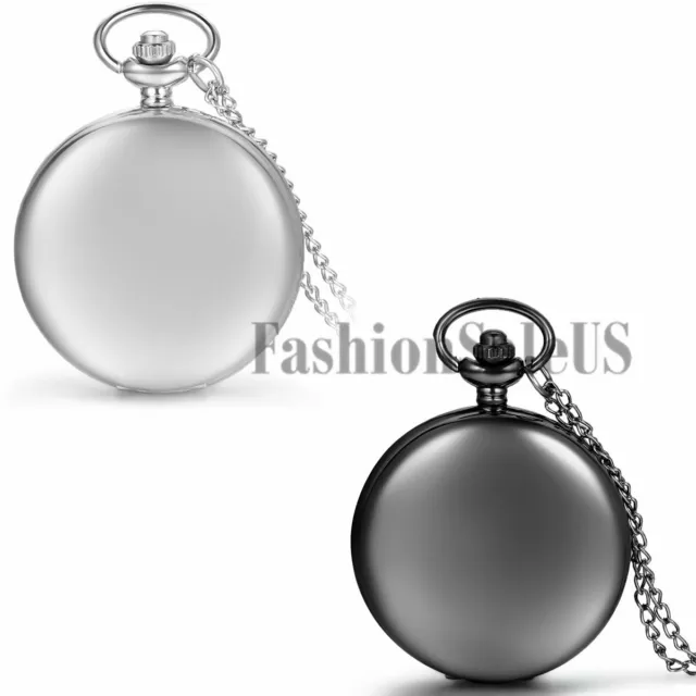 Luxury Glossy Smooth Simple Style Quartz Pocket Watch Necklace Pendant Chain 32"