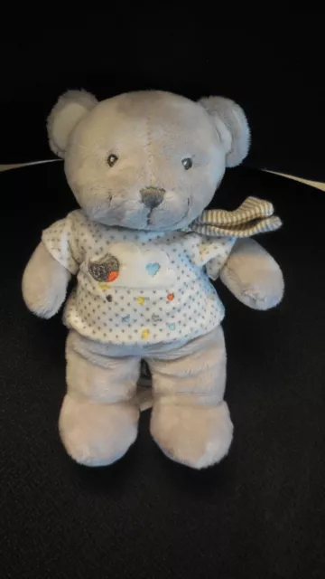 doudou peluche musical ours gris nuage blanc oiseau MOTS D'ENFANTS - état NEUF -