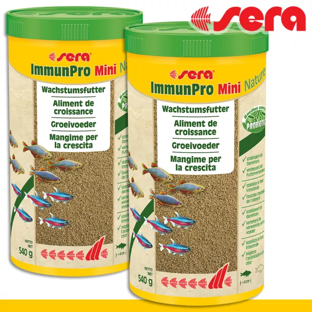 Sera 2x 1000ml Immunpro Mini- Naturel Nourriture pour Poisson Molly Platy Fluo