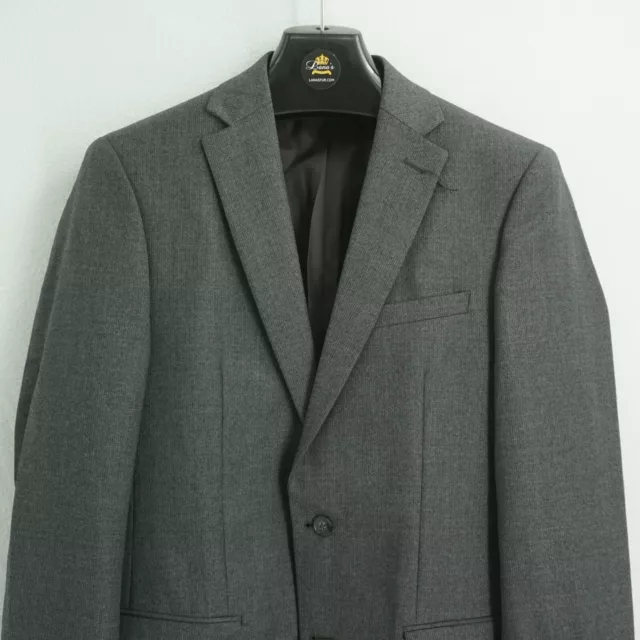 Calvin Klein Mens Blazer Jacket Gray Striped Two Button Wool Size 40L 2