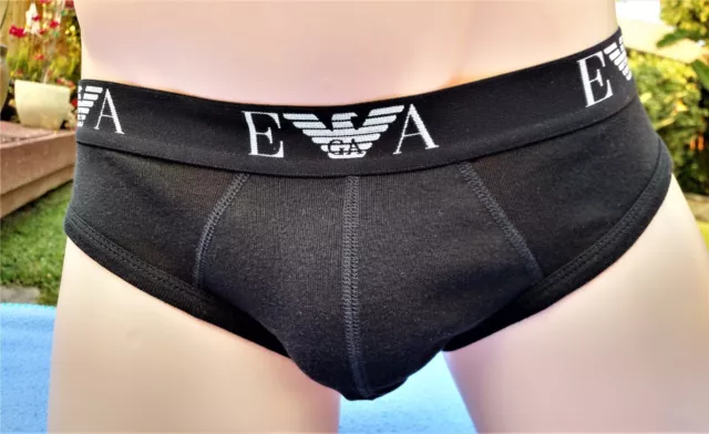 Vintage circa 2012 EMPORIO ARMANI Classic Hip Brief Black X-SMALL EA-116