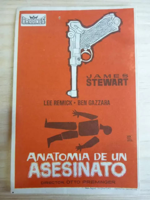 Anatomy of a Murder 1959 J.Stewart spanish herald flyer film movie poster cinema