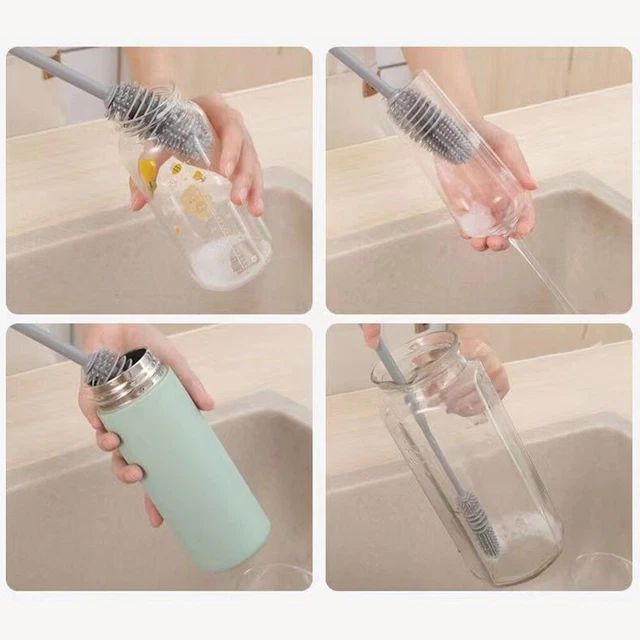 Soft Silicone Food Grade Household Cleaning Cup Brush Milk Bottle Long Handle