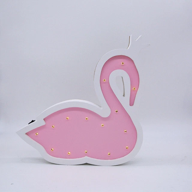 PINK LED SWAN Night Light Battery Operated Table Lamps Lights Child £23