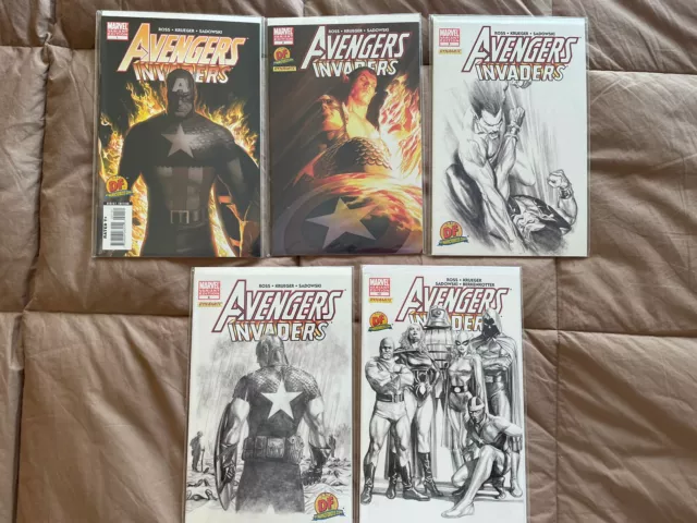 Lot of 5 AVENGERS/INVADERS Variants #1, #2, #3, #4, #10 – Limited Editions, COAs