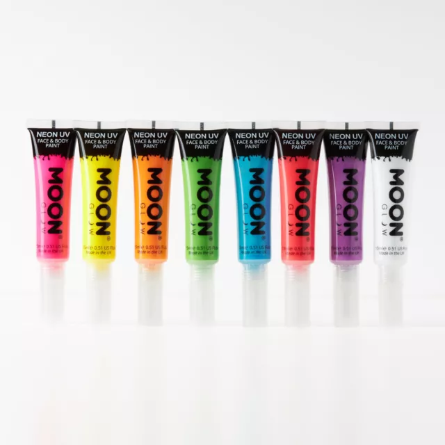 Moon Glow - Neon UV Face Paint Body Paint with Brush Applicator - 8 colours