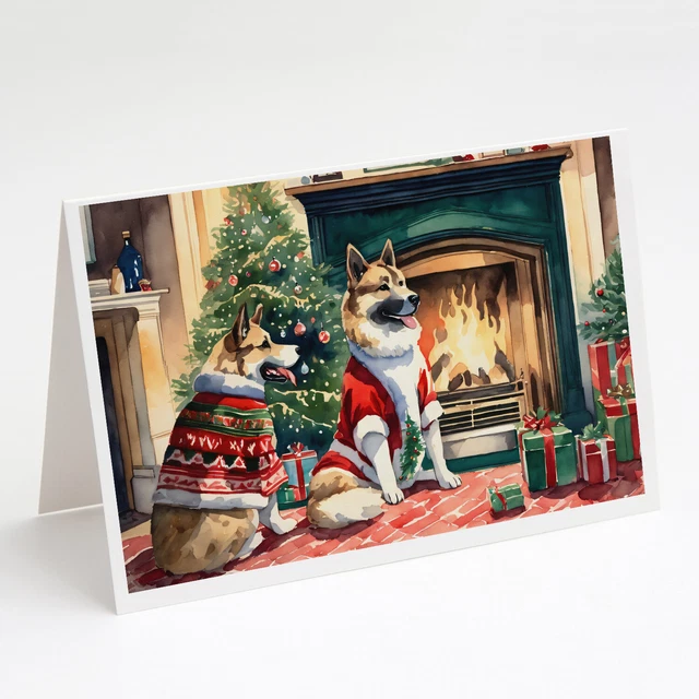 Akita Christmas Greeting Cards and Envelopes Pack of 8 DAC1218GCA7P