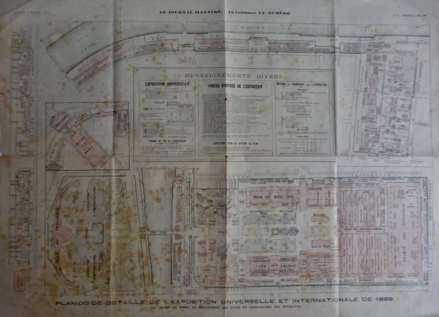 1889 Panorama Plan Guide Exposition Universelle Internationale 1 Journal Ancien