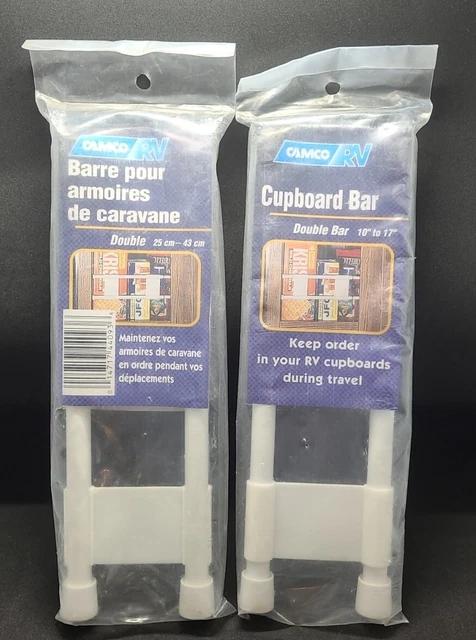 2 Camco 44093 10"-17" Double White Cupboard Refrigerator Bar RV Camper Home (XX)