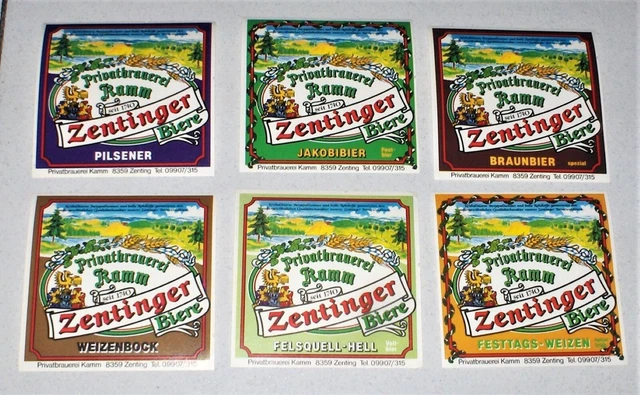 8 Etichette Birra ZENTINGER BIERE bier beer label PERFETTE etichetta Germania