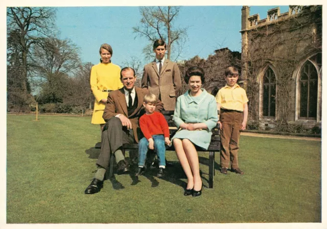 Postcard Queen Elizabeth II Prince Philip Young  Royal Family 1970s Real Photo