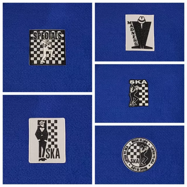 A Set Of FIVE Ska 2Tone Patches Sew / Iron On Badges (e) Rocksteady Rude Boy