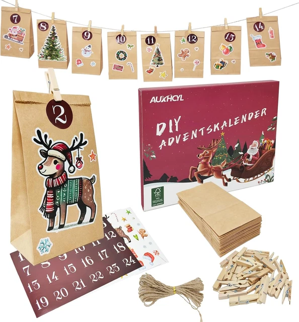 Sacchetti Natale Vuoti Riempire Calendario Avvento Fai Da Te Toaren 2024 - 24 Sacchetti Di Lino Con Clip E Corda, Da Riempire Calendario Avvento 2025 Fai Da Te