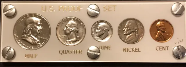 1956 US Mint Proof Set Gem Coins in White Capital Holder Free Shipping