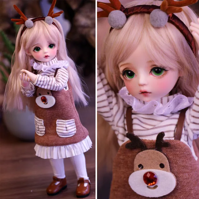 Full Set 1/6 BJD Doll 30cm Fashion Lovely Girls with Changeable Eyes Wigs Dress