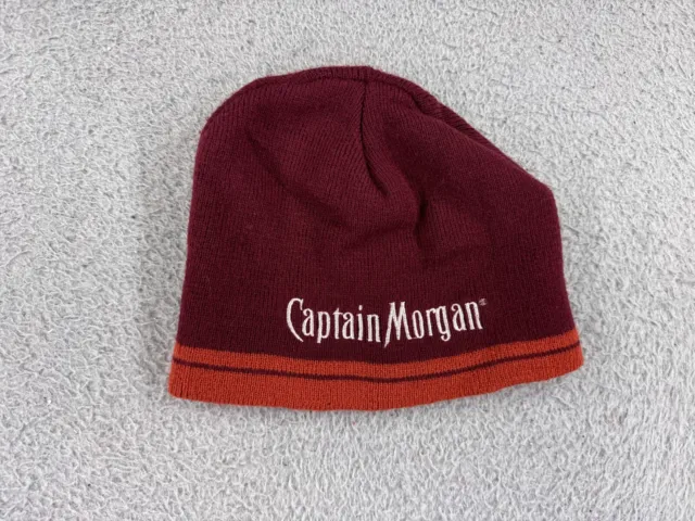 Captain Morgan Beanie Toque Adult One Size Red Orange Rum Knit 100% Acrylic Ski