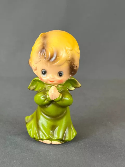 Josef Originals Wee Folks GREEN PRAYING ANGEL 4” Figurine 1960's