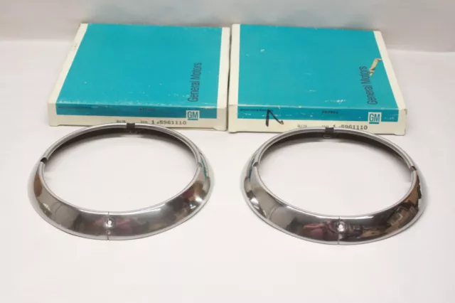 NOS 1950's 1960's Chevrolet Car Truck Stainless Headlight Bezels Pair GM 5961110