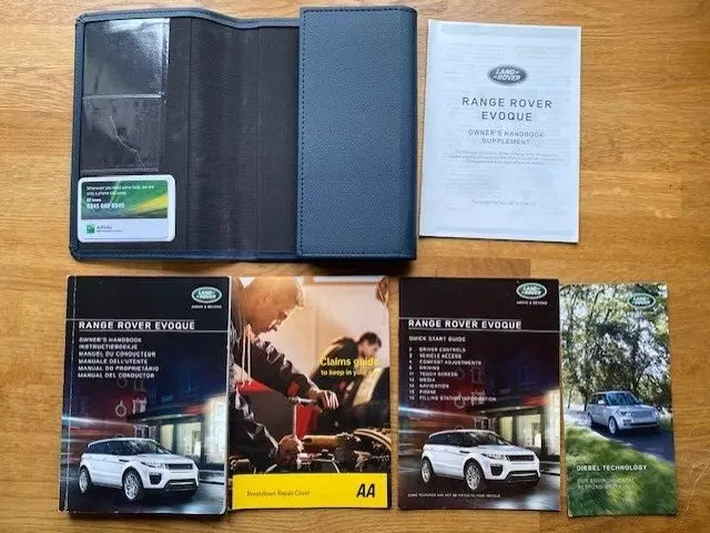 Range Rover Evoque Owners Handbook/Manual and Wallet 2015-2018