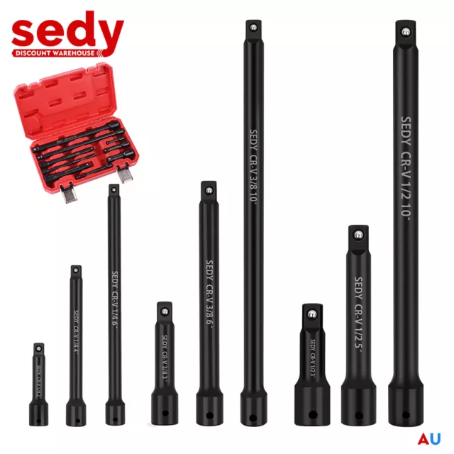 9Pcs New Extension Bar Set 1/4" 3/8" 1/2" Drive Extra Long Socket Ratchet CRV