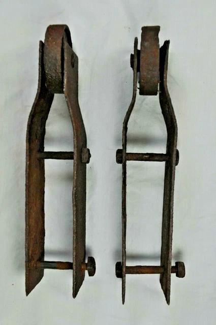 Vintage Antique Pair Sliding Barn Door Hardware Rollers~10" x 2 1/2"~Rustic Farm 2