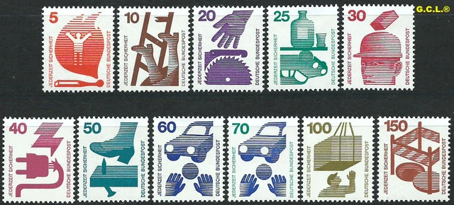 BRD Bund 1971/73 Unfallverhütung Mi.694A-703A + 773 postfrisch orig. Gummierung!