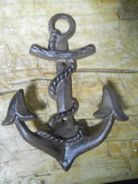 3 Heavy Duty Cast Iron Nautical Anchor Towel, Coat Hooks, Hat Hook, Key Rack