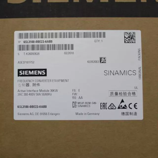 New Siemens 6SL3100-0BE23-6AB0 6SL3 100-0BE23-6AB0 SINAMICSS120 ACTIVE INTERFACE