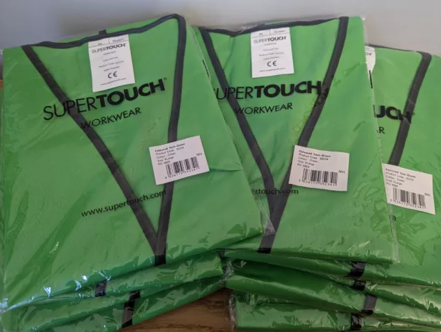 Wholesale Job Lot Bundle Size XL High Visibility Safety Vests In Green x16