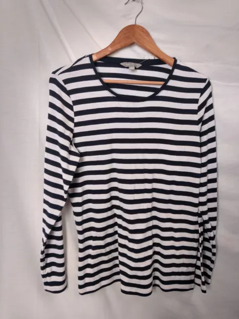 suzannegrae navy blue and white stripe long sleeve top size L (20in bust)