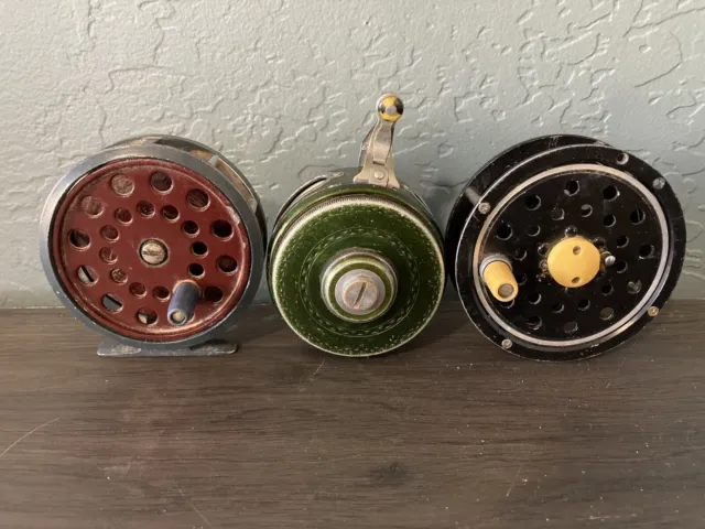 3 VINTAGE FLY Fishing Reels. Working Condition. 2 Shakespeare And