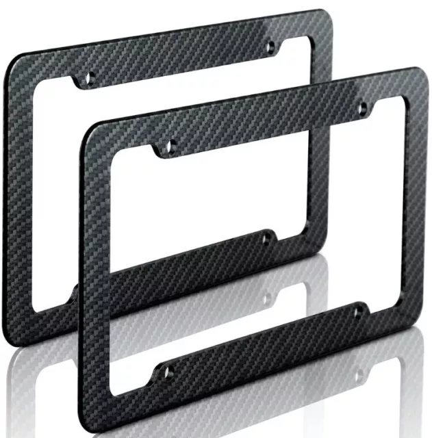 2pc Plastic Carbon Fiber Style OxGord License Plate Frames for Auto-Car-Truck-A