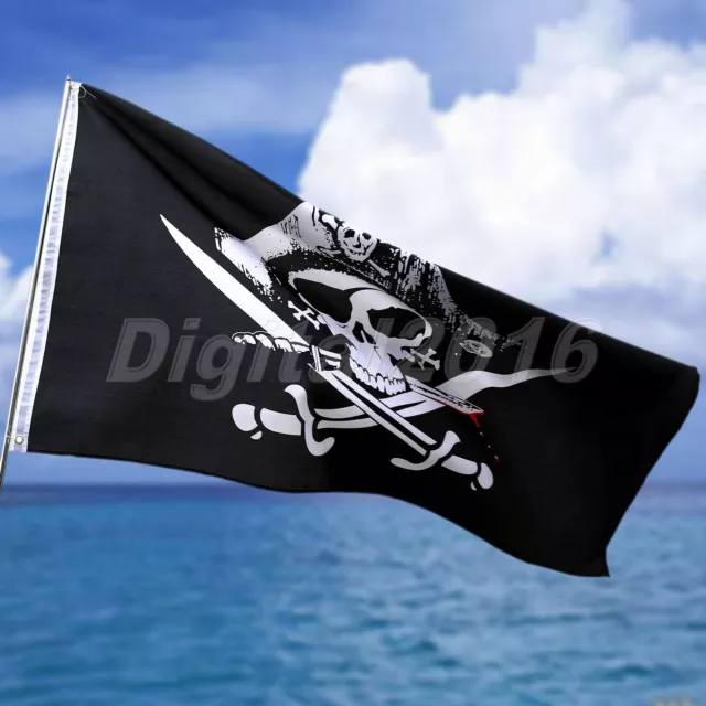 Fashion Skull and Crossbones Jolly Roger Sabres Swords Pirate Banner Flag 3x5FT