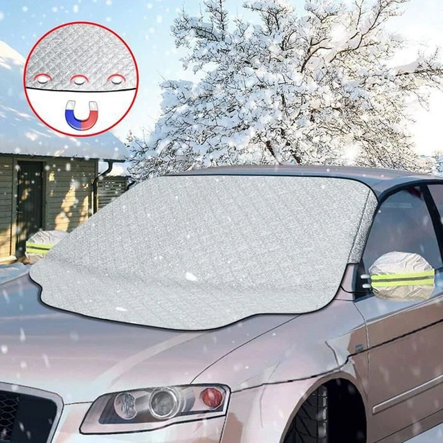 Couverture Pare-Brise Voiture Hiver Été - Protection Anti-Givre, Neige, Glace, UV, Pluie – Pliable, Universelle, 4 Couches Isolantes