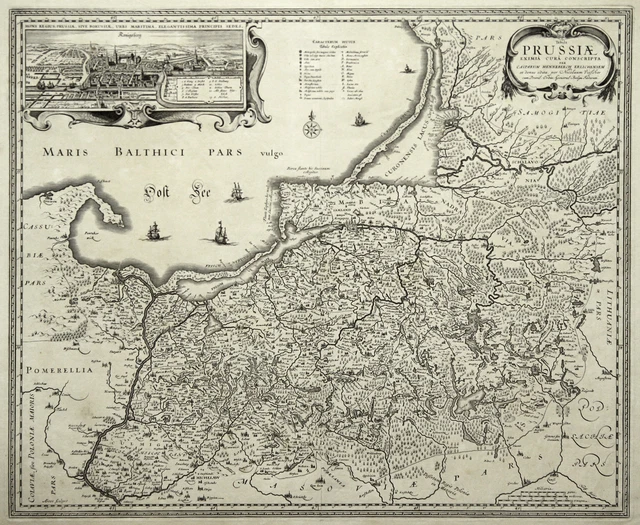 OST E PRUSSIA Occidentale Originale Incisione Cartina Geografica