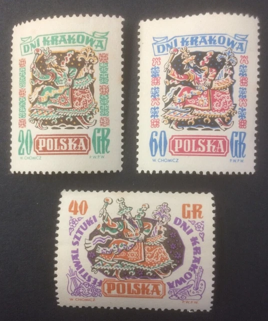 Poland 1955 Cracow Festival Mnh Set Of 3