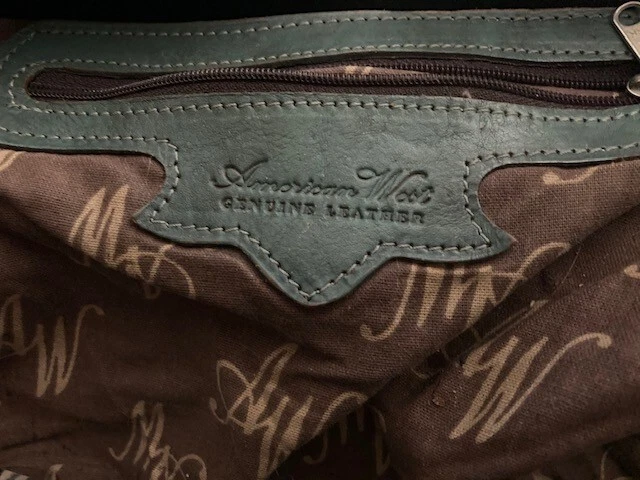 American West Ladies Leather Sage, Brown & Silver Pocketbook with Crosses 6