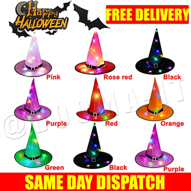 HALLOWEEN PARTY GLOWING Witch Hat Decorations Hanging Lighted Witch