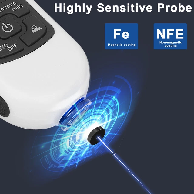 (WHITE)CAR PAINT THICKNESS Gauge 02000um Digital Paint Depth Gauge With