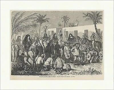 Frauenprozession zu Pferde in Mexiko Fritzmann Engel Sankt Holzstich E 17968