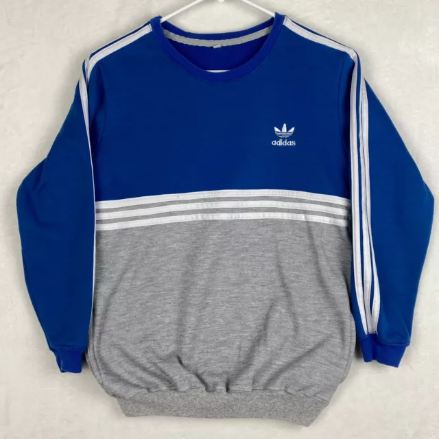 Adidas Sweater Boys Youth 16 Blue Gray Pockets Long Sleeve Crewneck Pullover