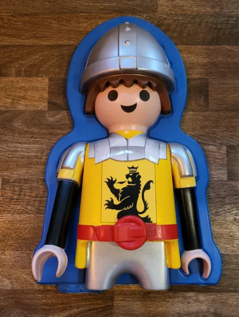 Large 26" vintage 3D Playmobil Knight figure toy shop advertising sign display
