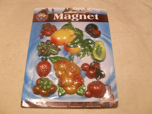 Set of 10 Memo Holder /Refrigerator Magnets ~ Fruit/Vegetable Shape ~ (#1)