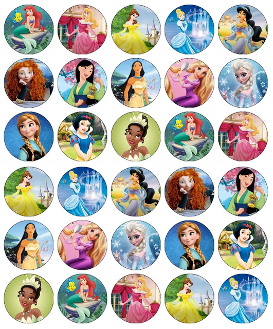 DISNEY PRINCESS X 30 Cupcake Toppers Edible Wafer Paper Fairy Cake ...