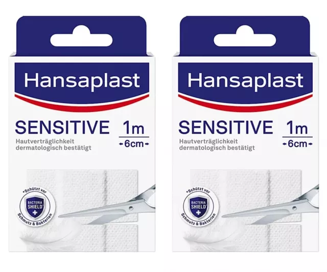 ✅ 2x Hansaplast Sensitive Pflaster 1m x 6 cm, hautfreundlich hypoallergen ✅