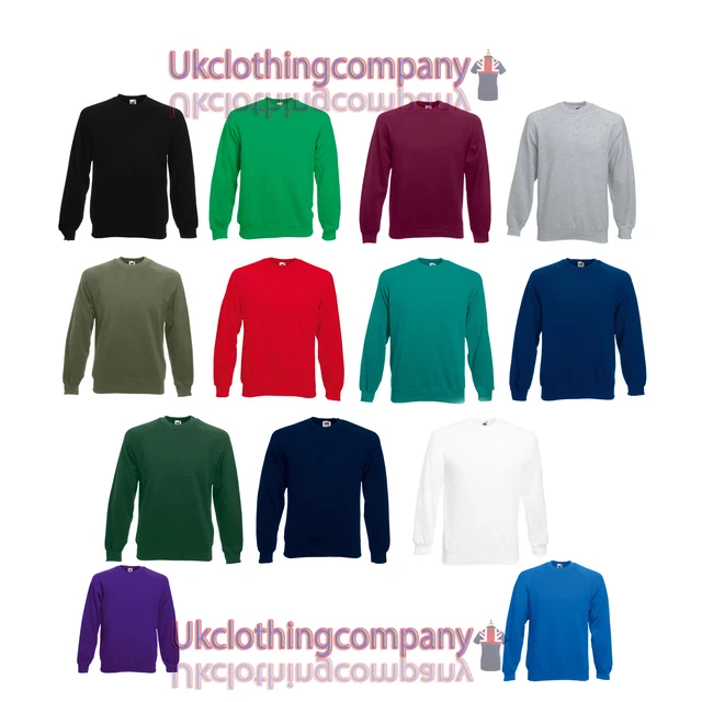 Fruit of the Loom Classico da Uomo Raglan Felpa Maglione - S M L XL 2XL