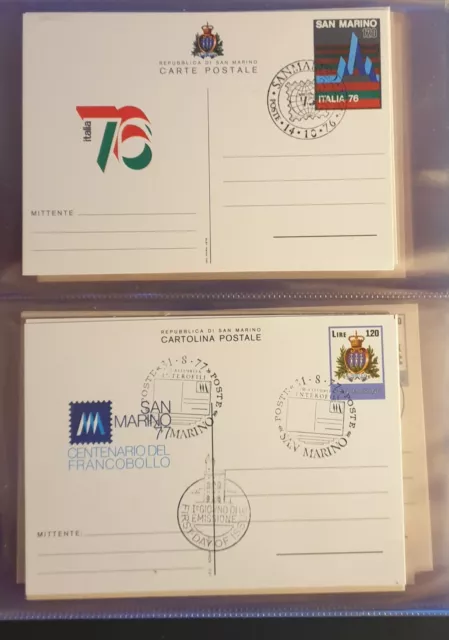 S.Marino-Cartoline Postali dal 1976 al 2007 Compresi con Annullo I°giorno Ottimo