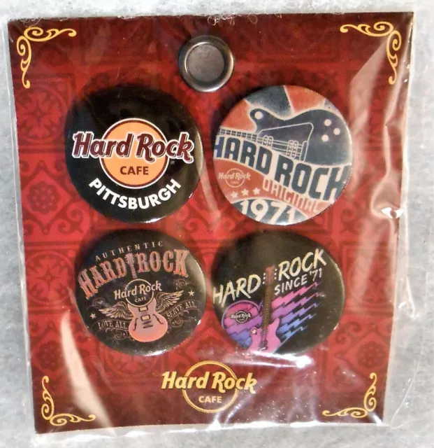 Hard Rock Cafe Pittsburgh 4 Pack Of Different Buttons - New